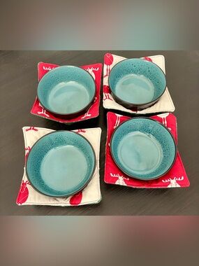 Set of 4 Reversible Bowl Cozies - Christmas